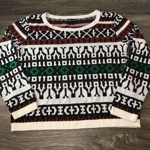 Wet Seal Aztec Tribal Sweater Burnt Red Green Whit